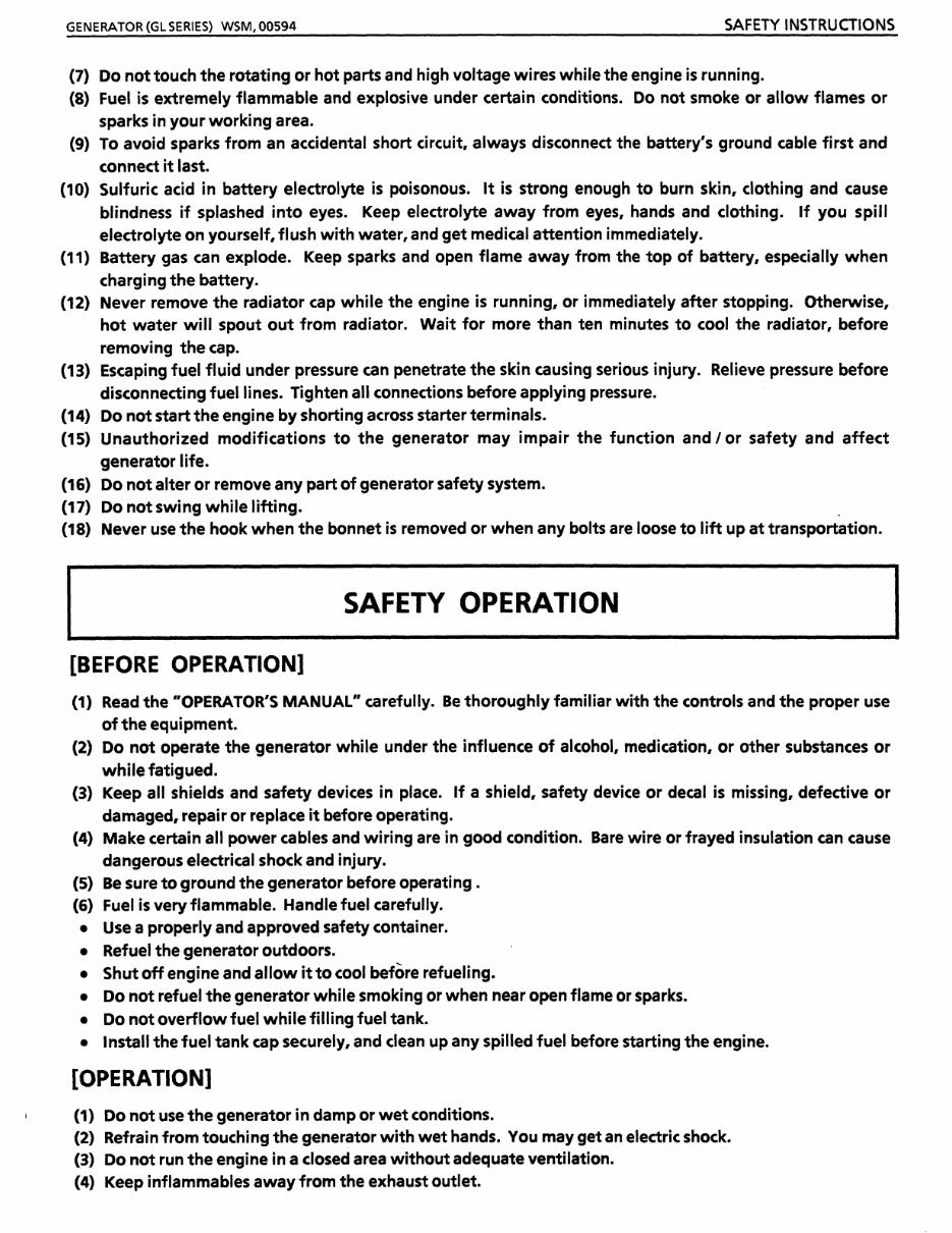 Kubota GL6500S Generator Factory Service & Work Shop Manual preview img 5