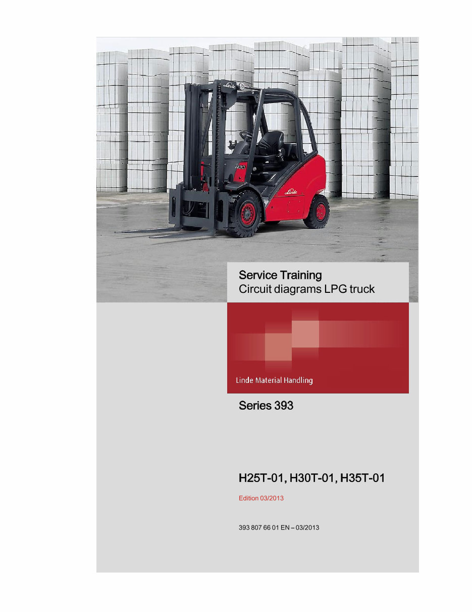 Linde 393 Series Forklifts (H25D, H30D, H35D, H25T, H30T, H35T) OEM Service & Repair Manual preview img 1