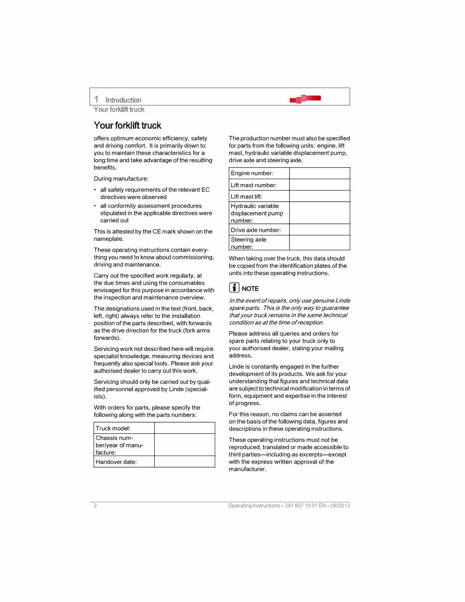 Linde Diesel Forklift Truck 391 Series H14, H16, H18, H20 Operating Manual preview img 10
