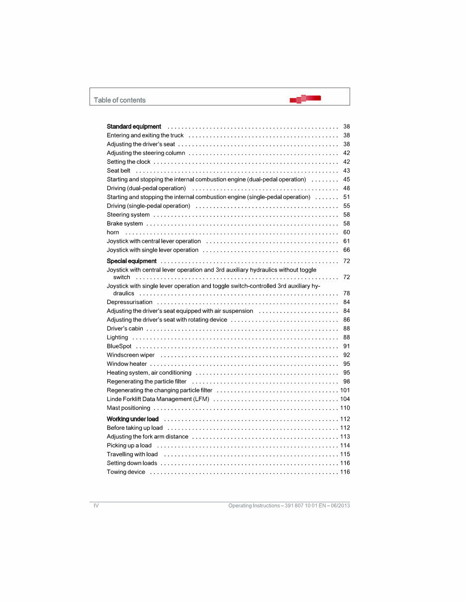 Linde Diesel Forklift Truck 391 Series H14, H16, H18, H20 Operating Manual preview img 4