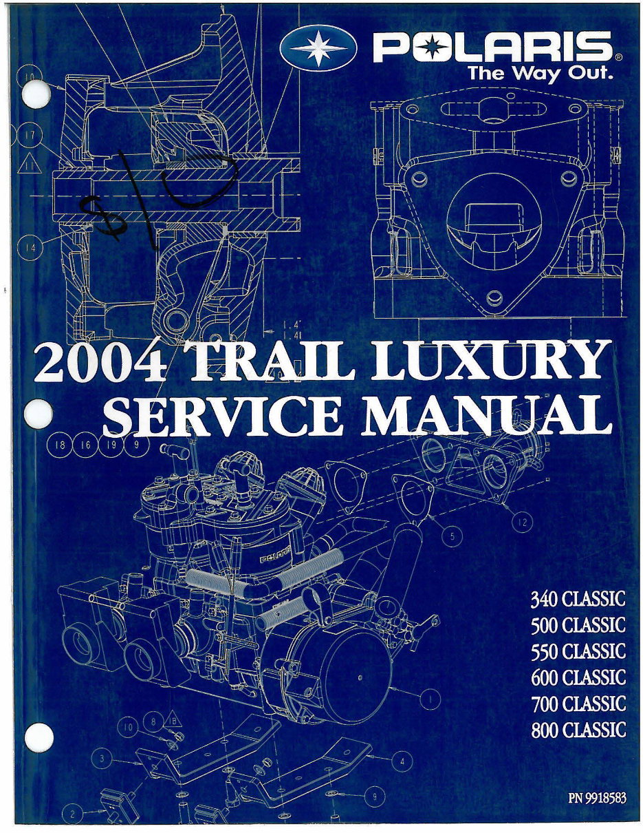 2004 Polaris Trail Luxury 340 500 550 600 700 800 Classic Snowmobile Repair Manual preview img 1