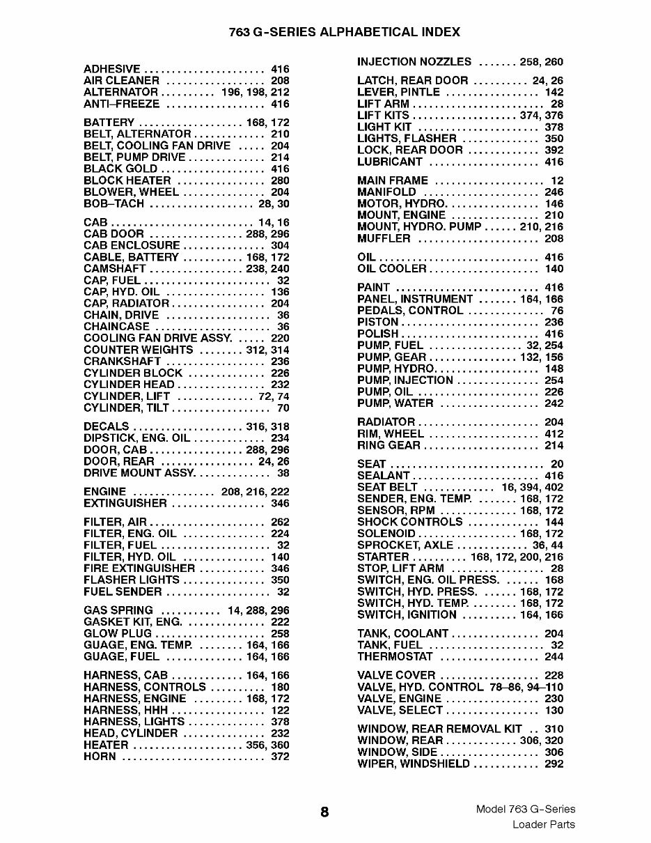 Model 763G Skid Steer Loader Parts Catalog preview img 2