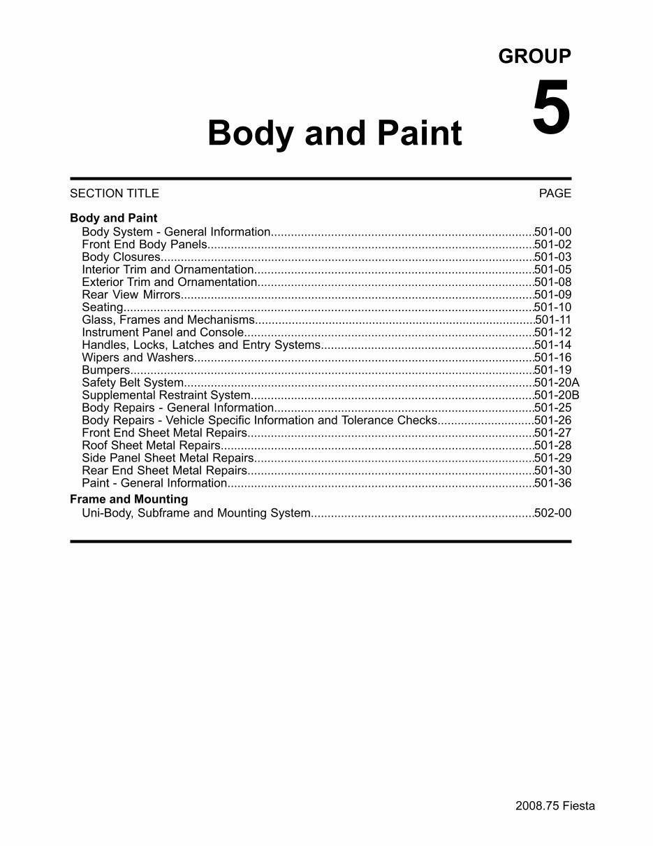 2008-2010 Ford Fiesta Body Repair Manual preview img 1