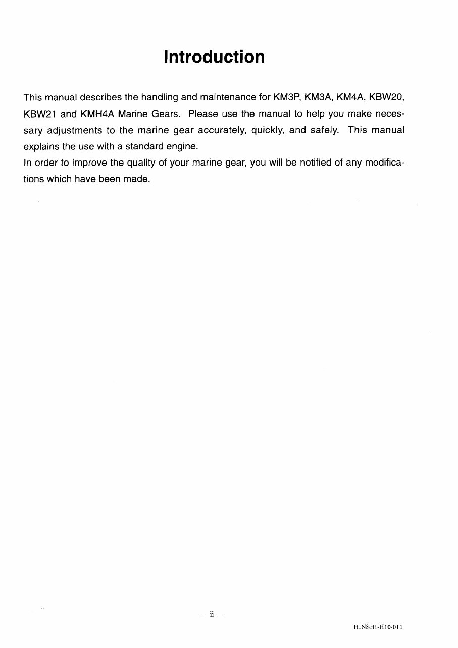 Yanmar KM3P / KM3A / KM4A / KBW20 / KBW21 / KMH4A Marine Gear Service & Repair Manual preview img 3