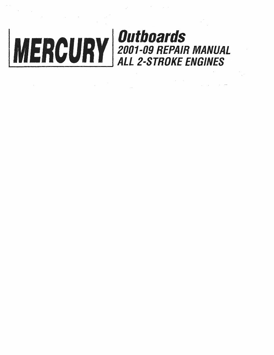 2001 Mercury 25 HP 2 Stroke Outboard Factory Service & Work Shop Manual preview img 1