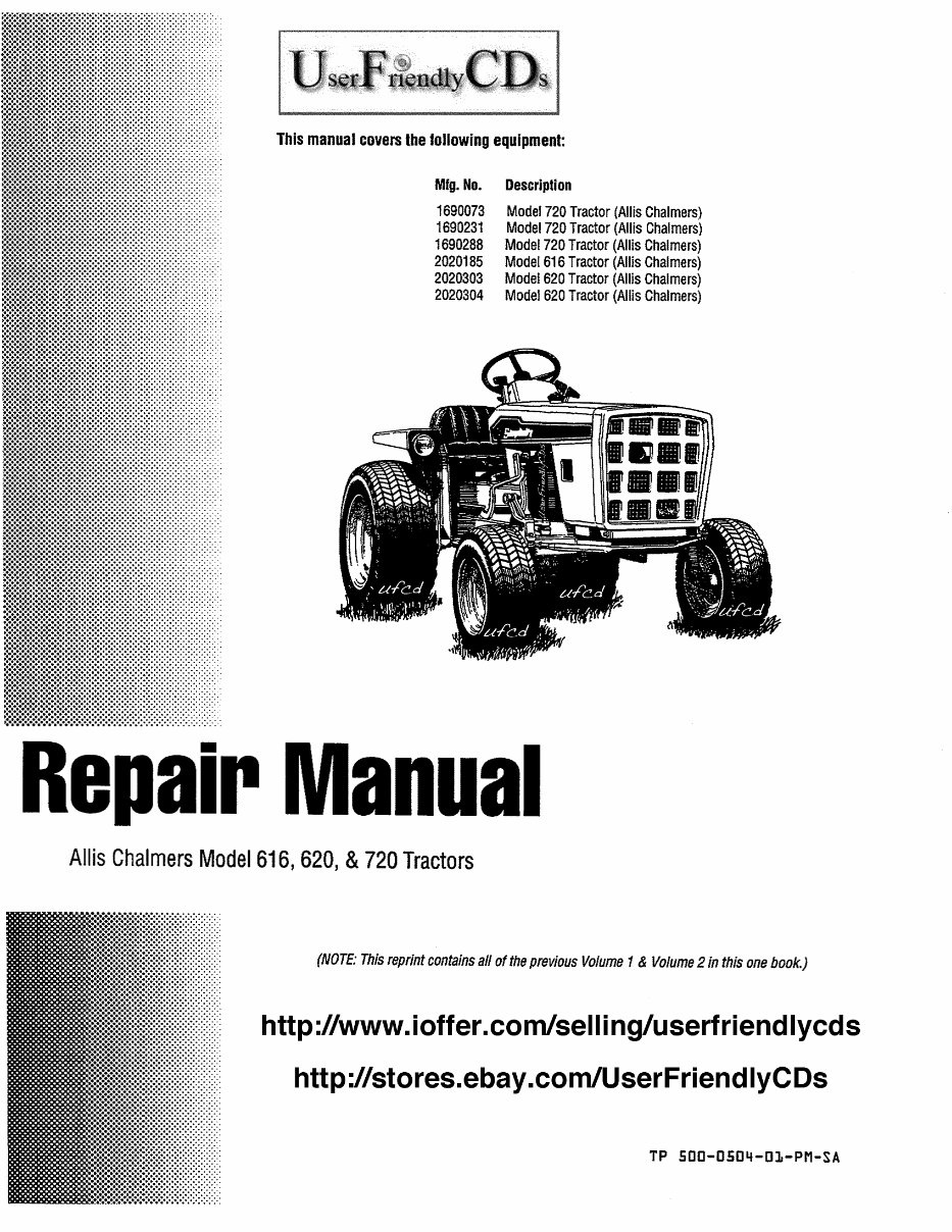 Allis Chalmers Model 616 620 720 Tractor service repair manu preview img 1