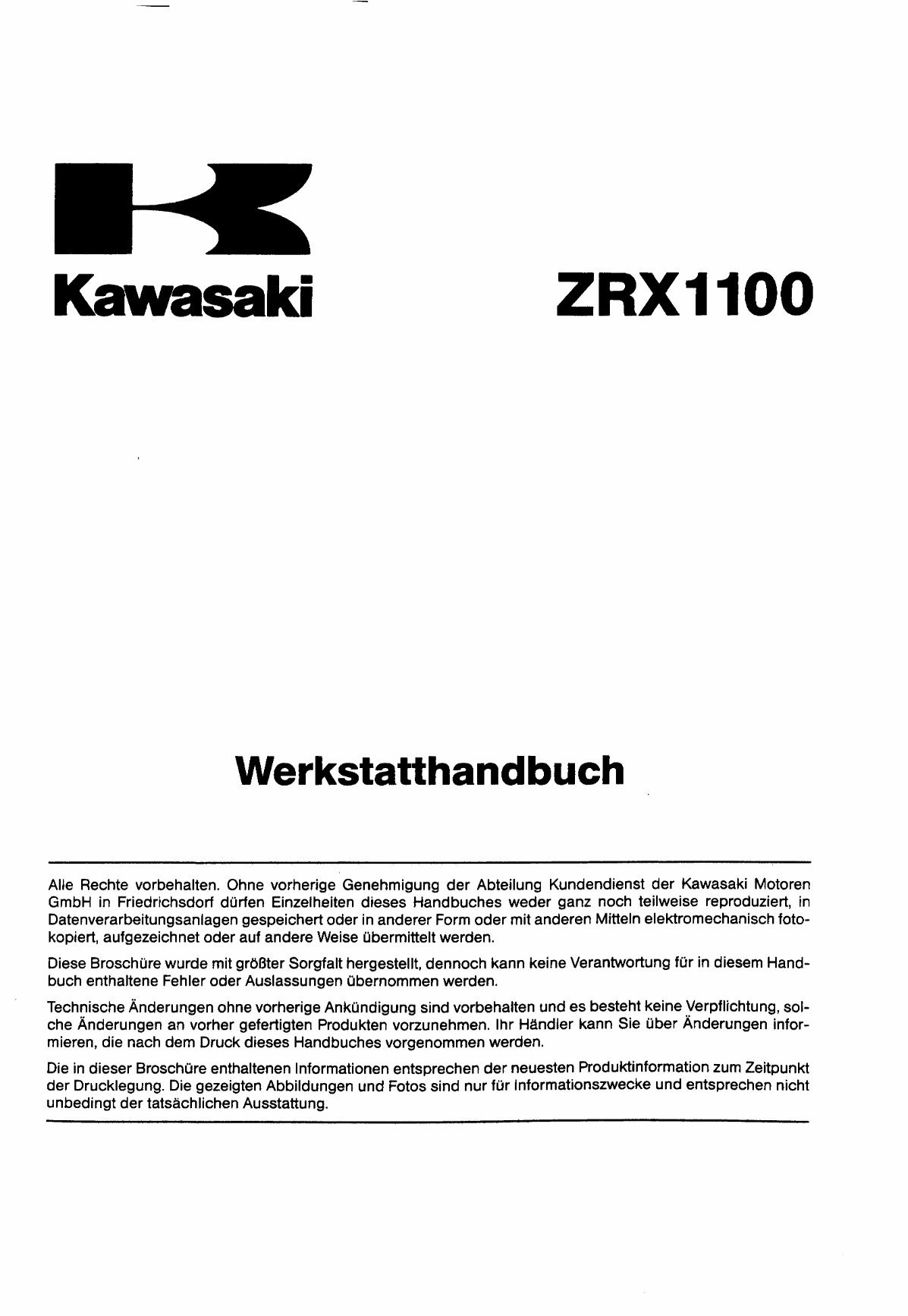 1992-1997 Kawasaki Zephyr 1100 (ZRX1100/ZR1100C) OEM Service & Repair Manual (in German) preview img 2