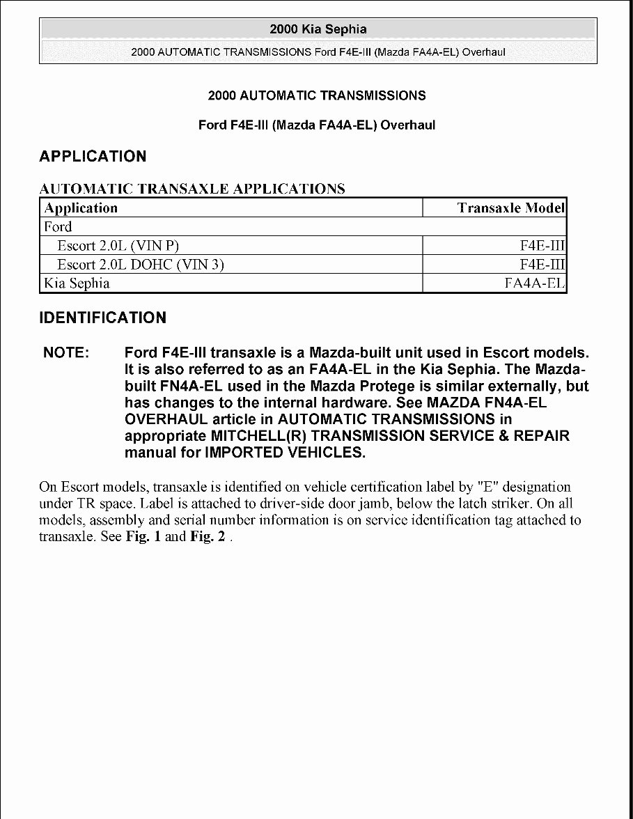 KIA SEPHIA Service Repair Manual 1998-2001 preview img 1