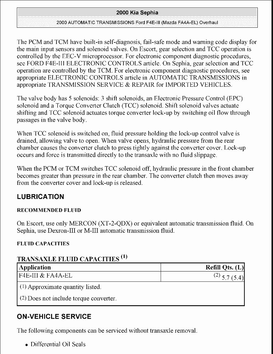 KIA SEPHIA Service Repair Manual 1998-2001 preview img 4
