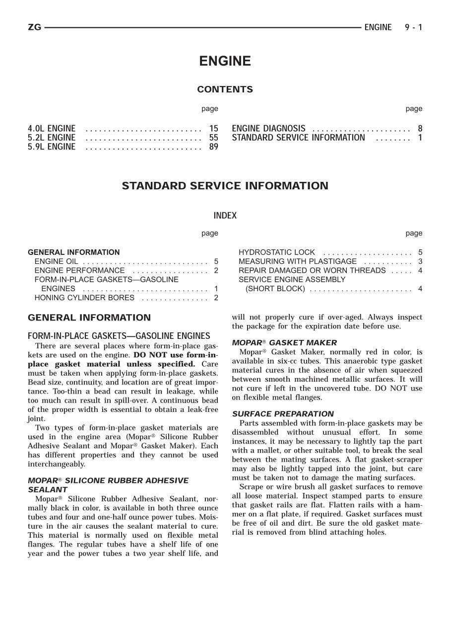 1997 Jeep ZG Grand Cherokee Service Manual preview img 1