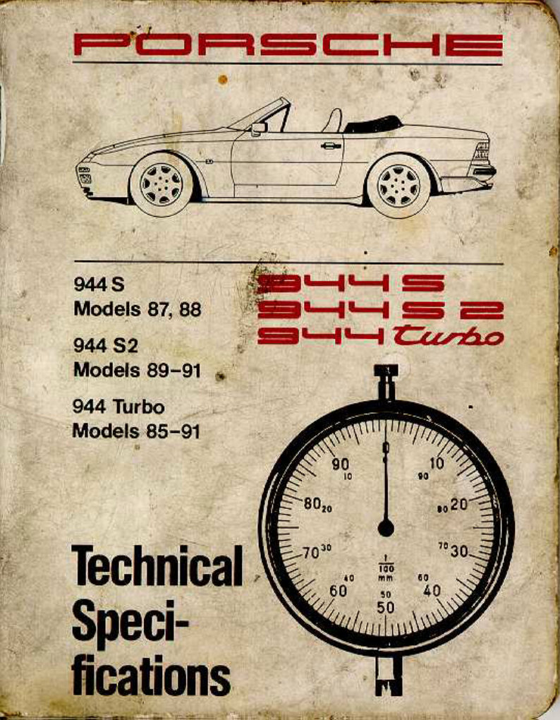 1987-1988 Porsche 944 S 1989-1991 944 S2 1985-1991 944 Turbo Technical Specifications preview img 1