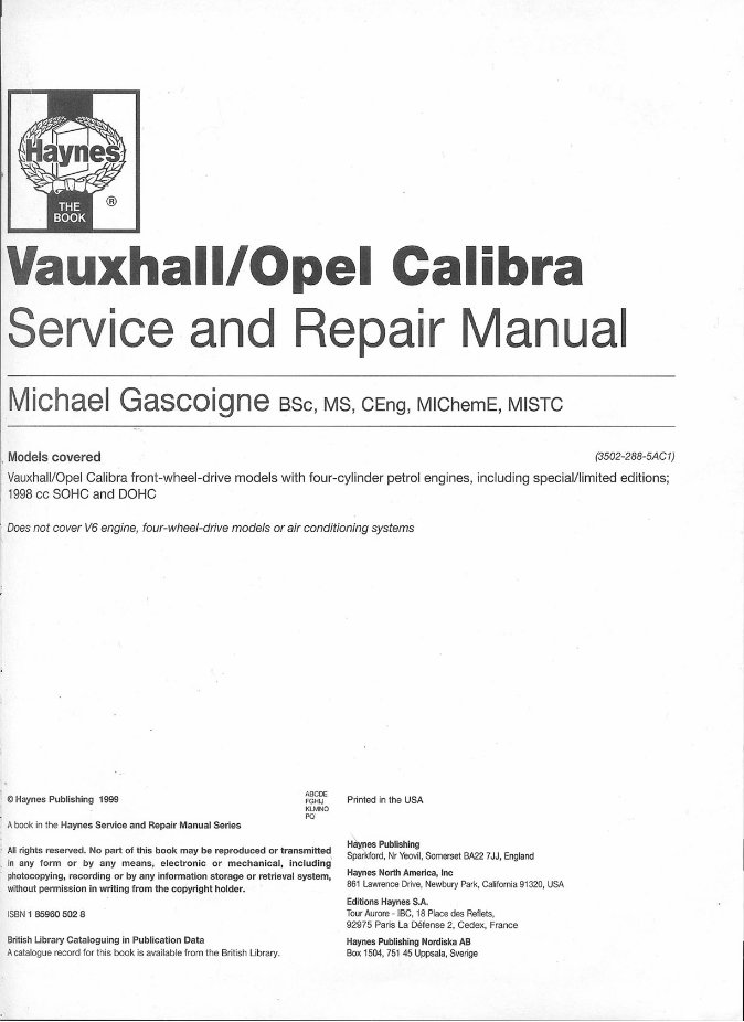 1990-1998 Vauxhall/Opel Calibra Service & Repair Manual preview img 3