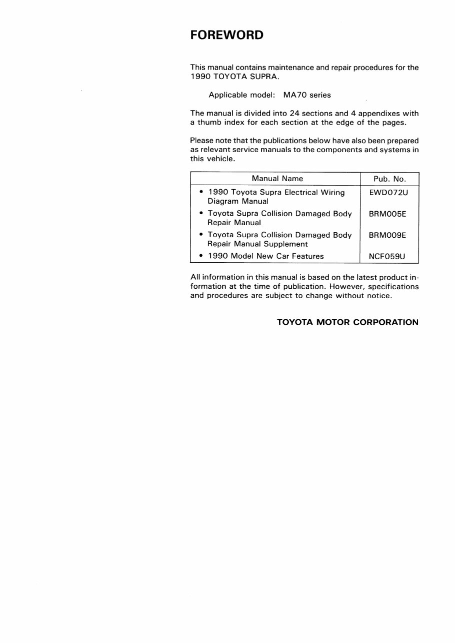 1990 Toyota Supra Service & Repair Manual preview img 1