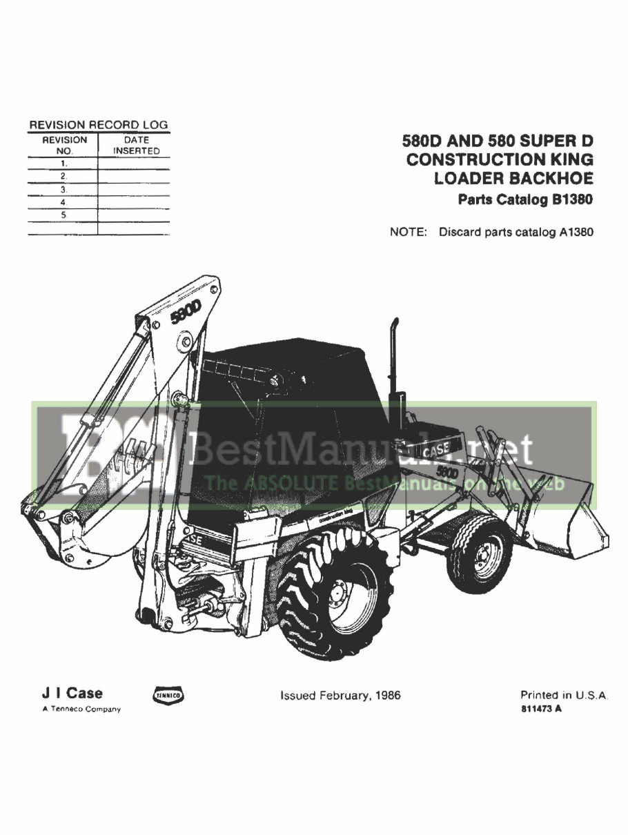 CASE 580D CONSTRUCTION KING BACKHOE Parts Catalog Manual preview img 3