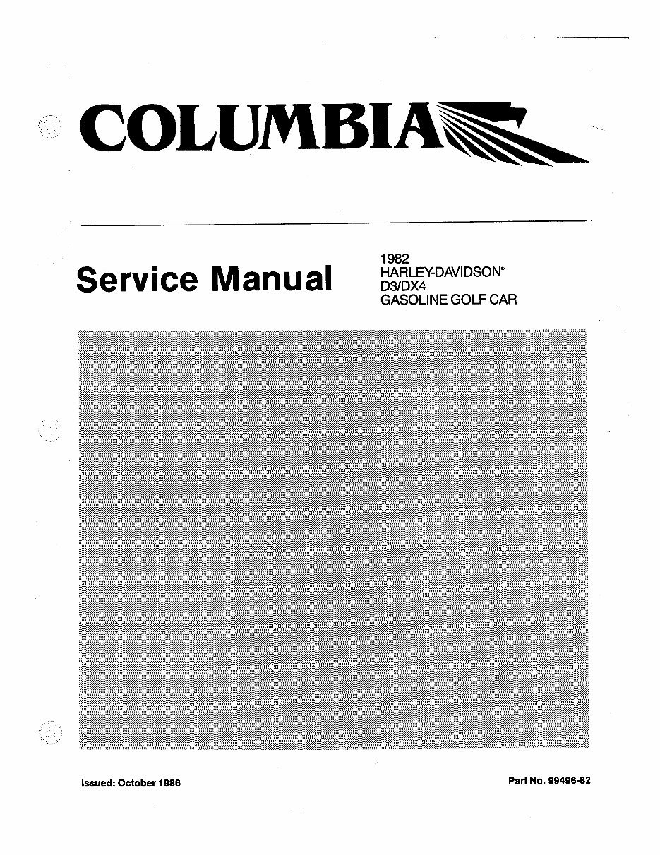 HARLEY DAVIDSON D3 DX4 GASOLINE GOLF CART Service Repair Workshop Manual 1982 preview img 1