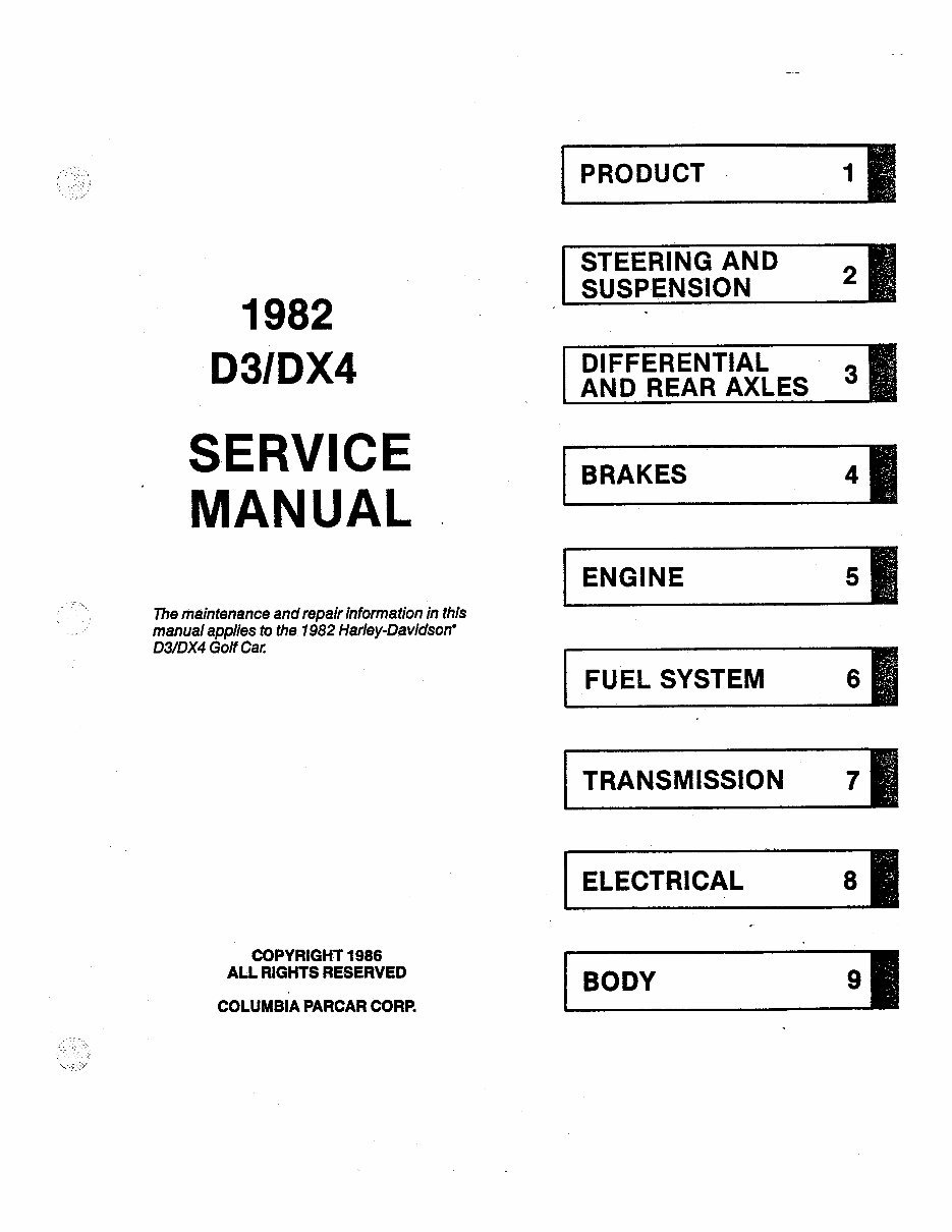 HARLEY DAVIDSON D3 DX4 GASOLINE GOLF CART Service Repair Workshop Manual 1982 preview img 7