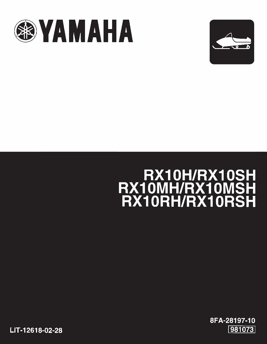 2003-2006 Yamaha RX10 Snowmobiles (RX10H, RX10SH, RX10MH, RX10MSH, RX10RH, RX10RSH) OEM Service & Repair Manual preview img 1