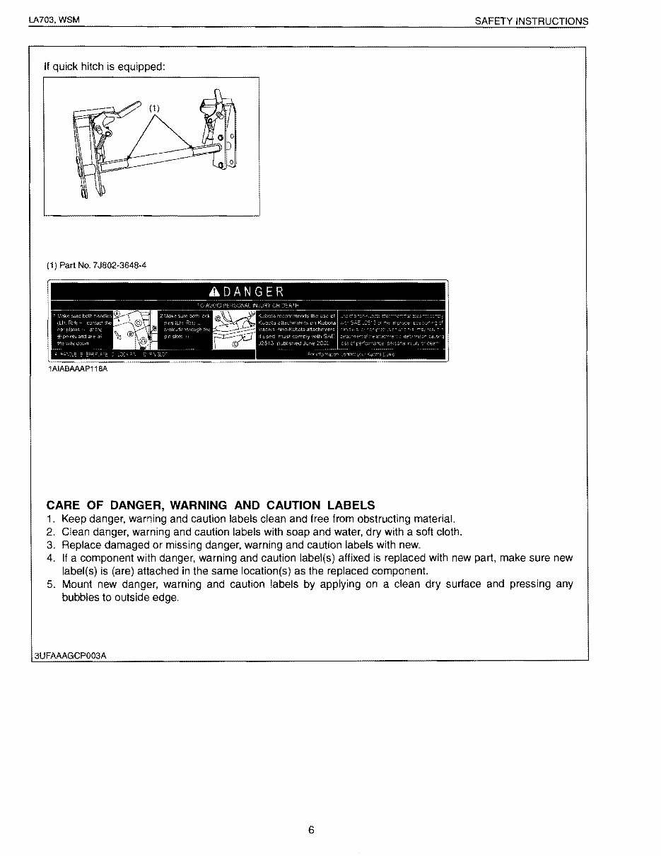 KUBOTA LA703 FRONT END Loader Workshop Service Manual preview img 6