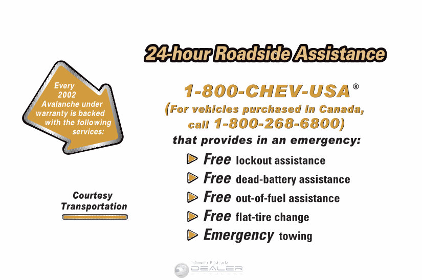 2002 CHEVROLET AVALANCHE Owners Manual preview img 2