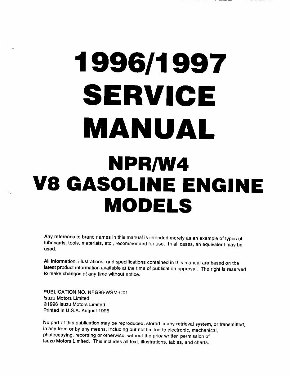 ISUZU NPR / W4 / 4000 ( V8 EFI GASOLINE Engine )- ISUZU Truck FORWARD TILTMASTER - Service / Repair / Workshop Manual * BEST * preview img 4