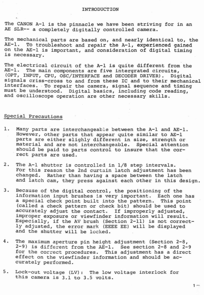 Canon A-1 A1 Camera Service Repair Manual preview img 3