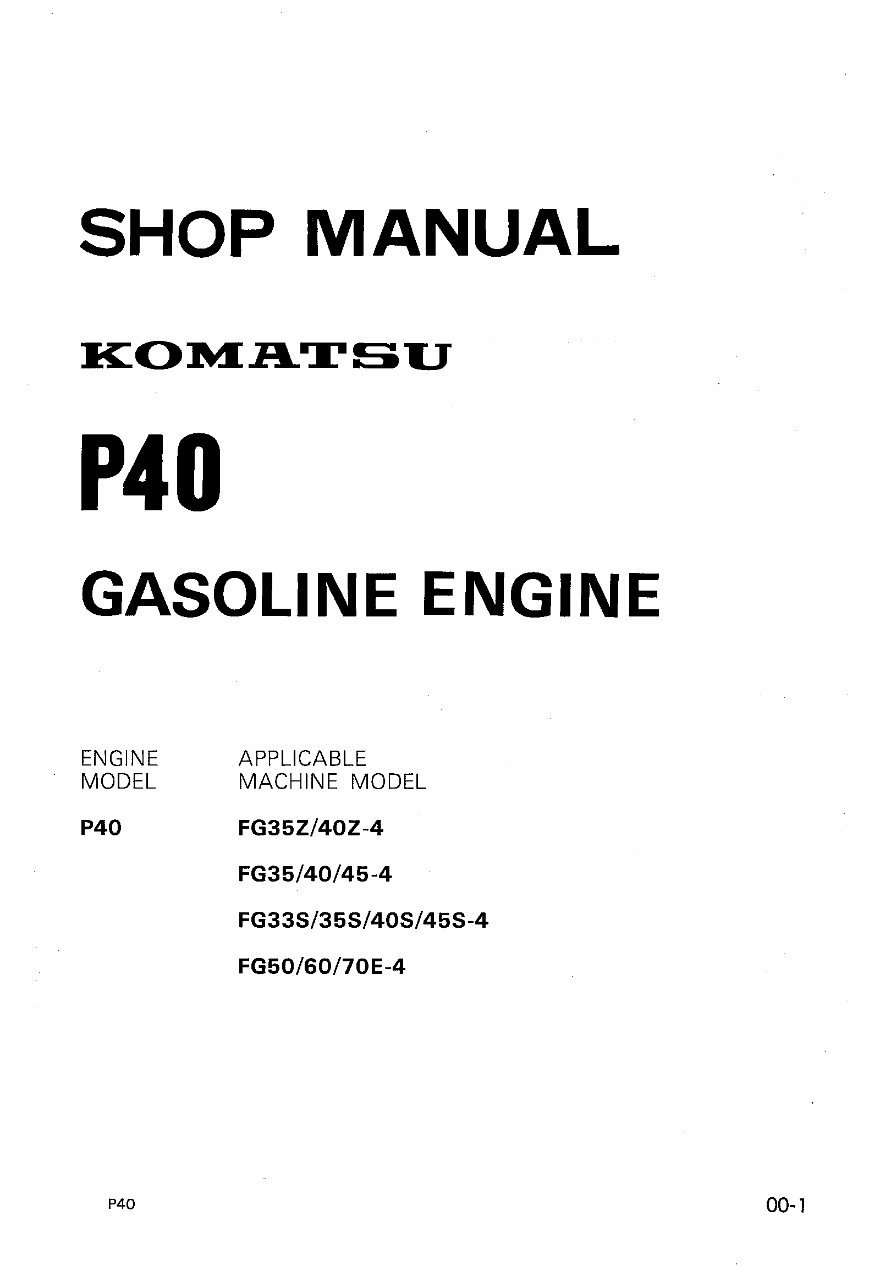 KOMATSU P40 Engine FG35Z FG35 FG33S FG50 Workshop Repair MAN preview img 2