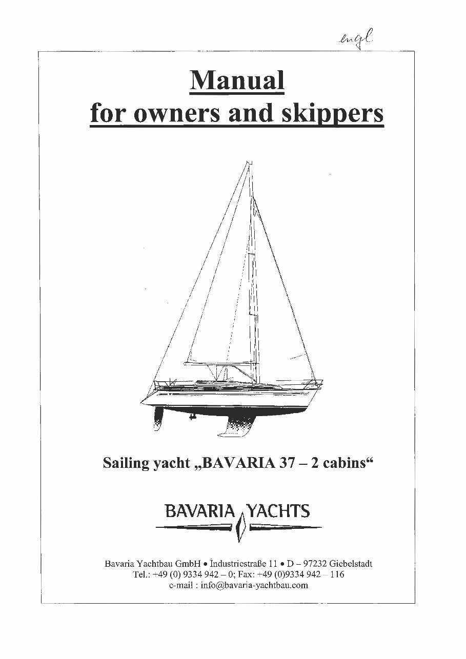 Bavaria Yachts Bavaria 37 - 2 cabins Manual For Owners And Skippers preview img 1