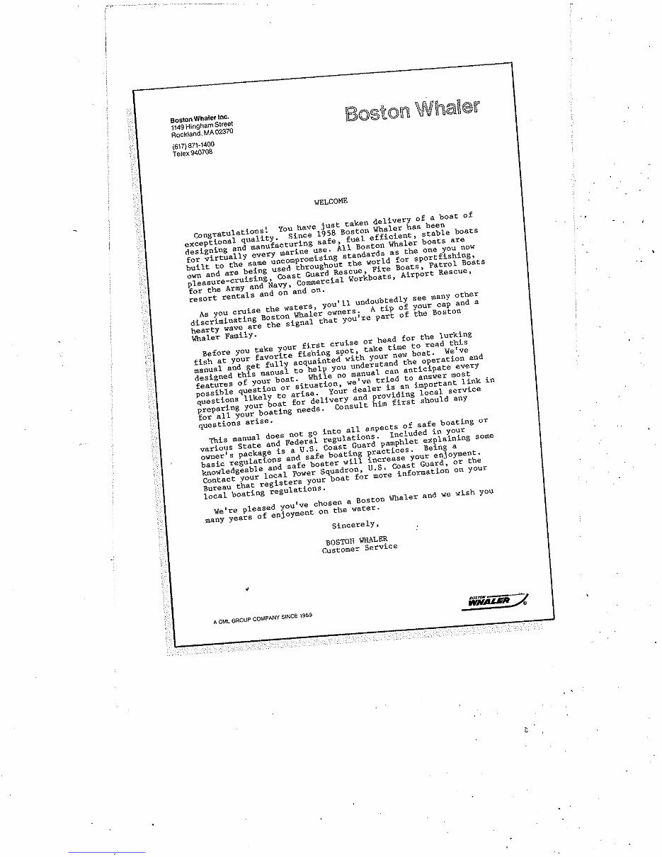 Boston Whaler 13' Super Sport Owners Manual preview img 2