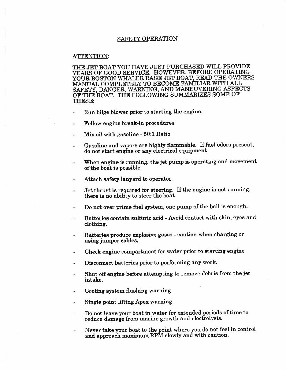 Boston Whaler Rage Jet Boat Owners Manual preview img 3