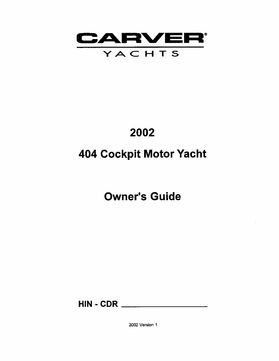 Carver Yachts 404 Cockpit Motor Yacht 2002 Owners Manual preview img 1