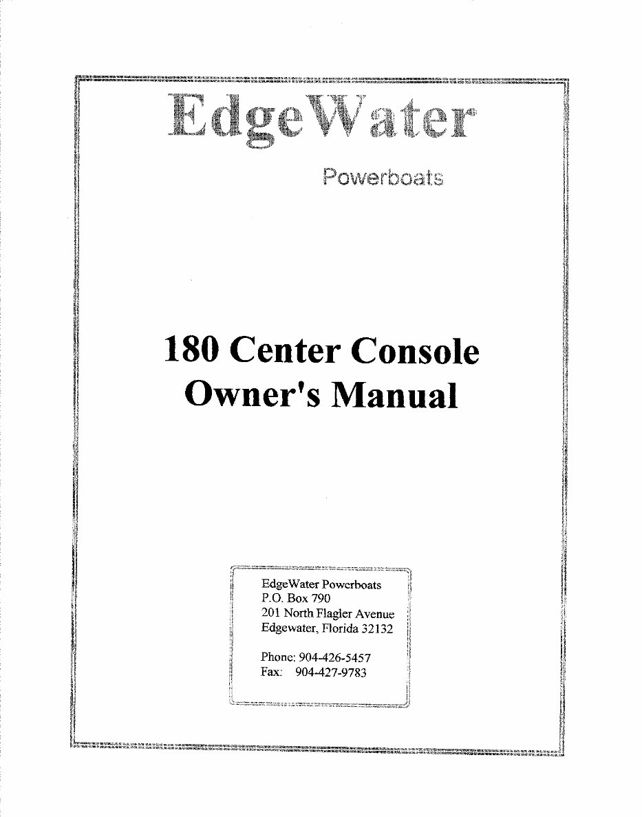 Edgewater 180CC Owners Manual preview img 1