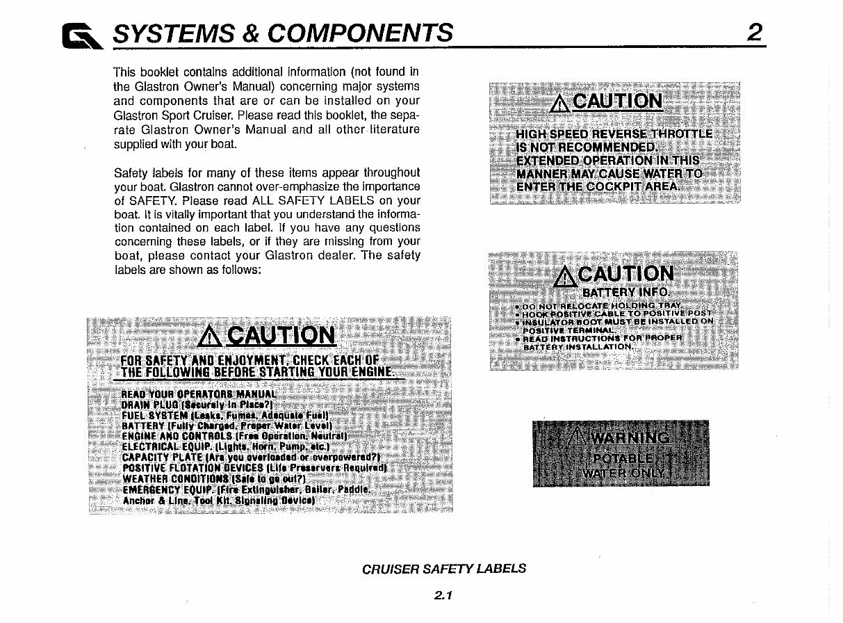 1991 Glastron Cruisers Supplement Owners Manual preview img 2
