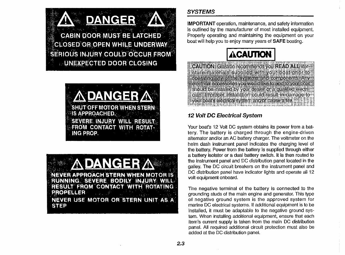 1991 Glastron Cruisers Supplement Owners Manual preview img 4