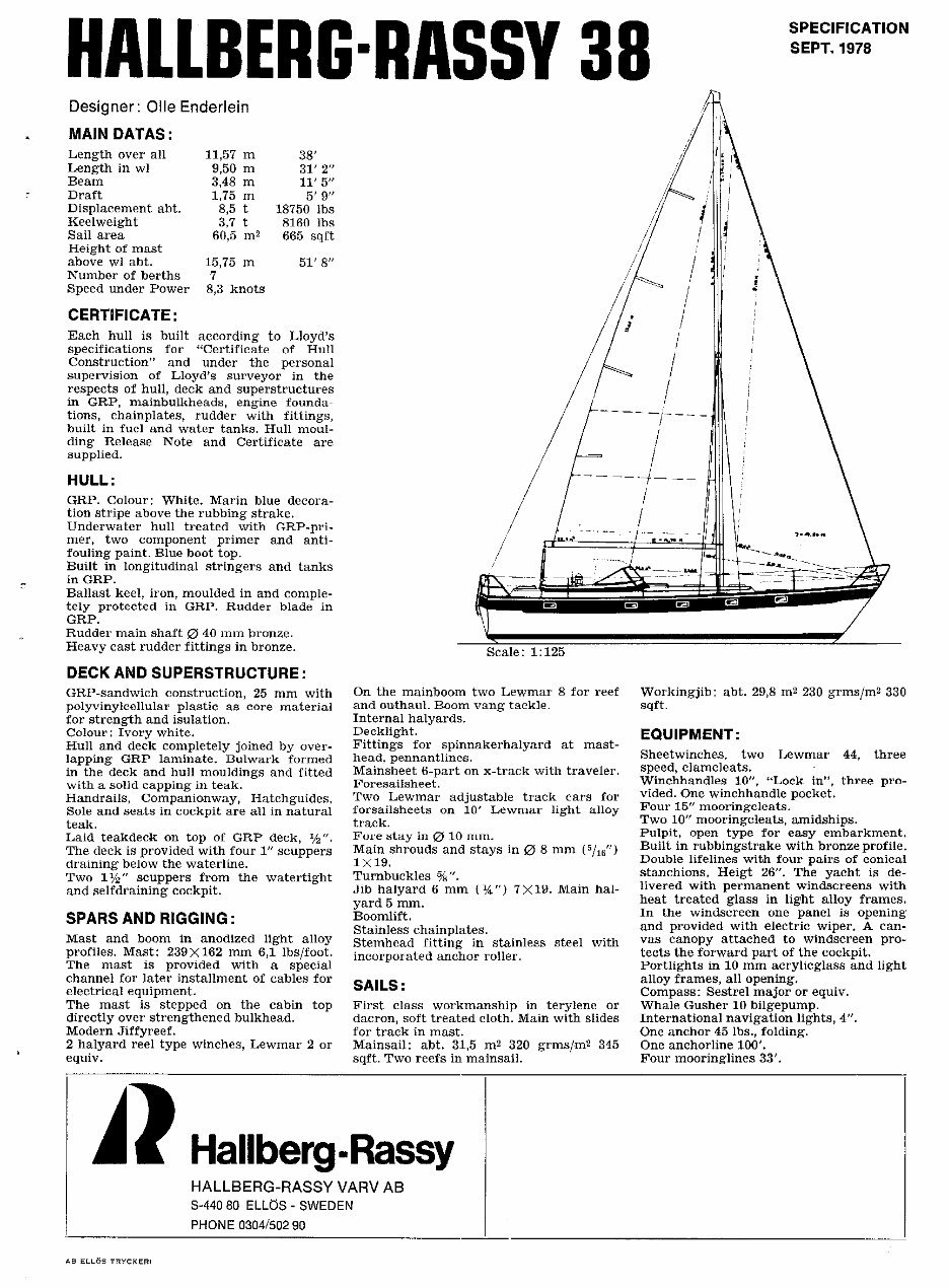 Hallberg Rassy 38 built 1977-1986 Owners Manual [ger] preview img 3