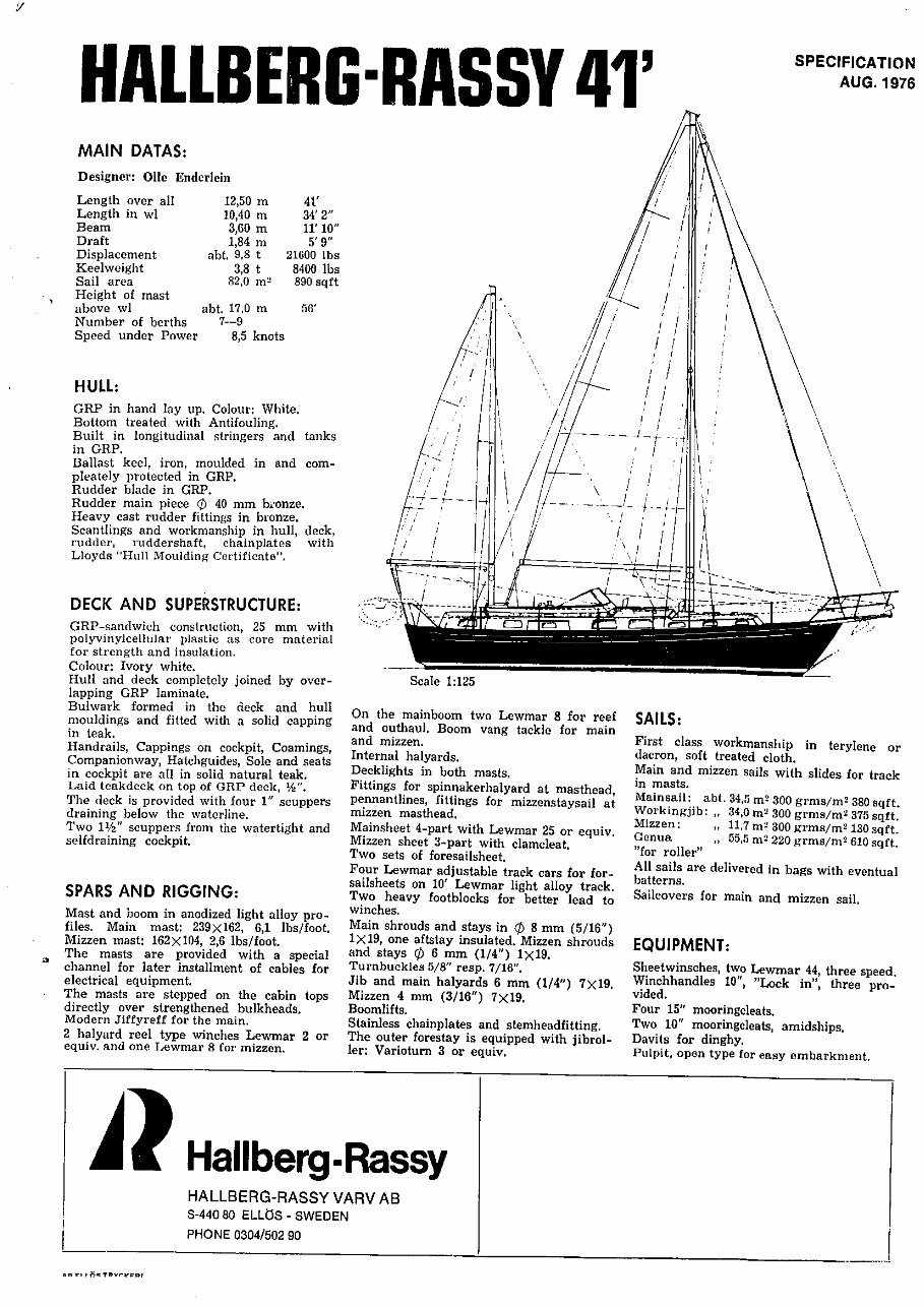 Hallberg Rassy HR 41 Owners Manual preview img 2