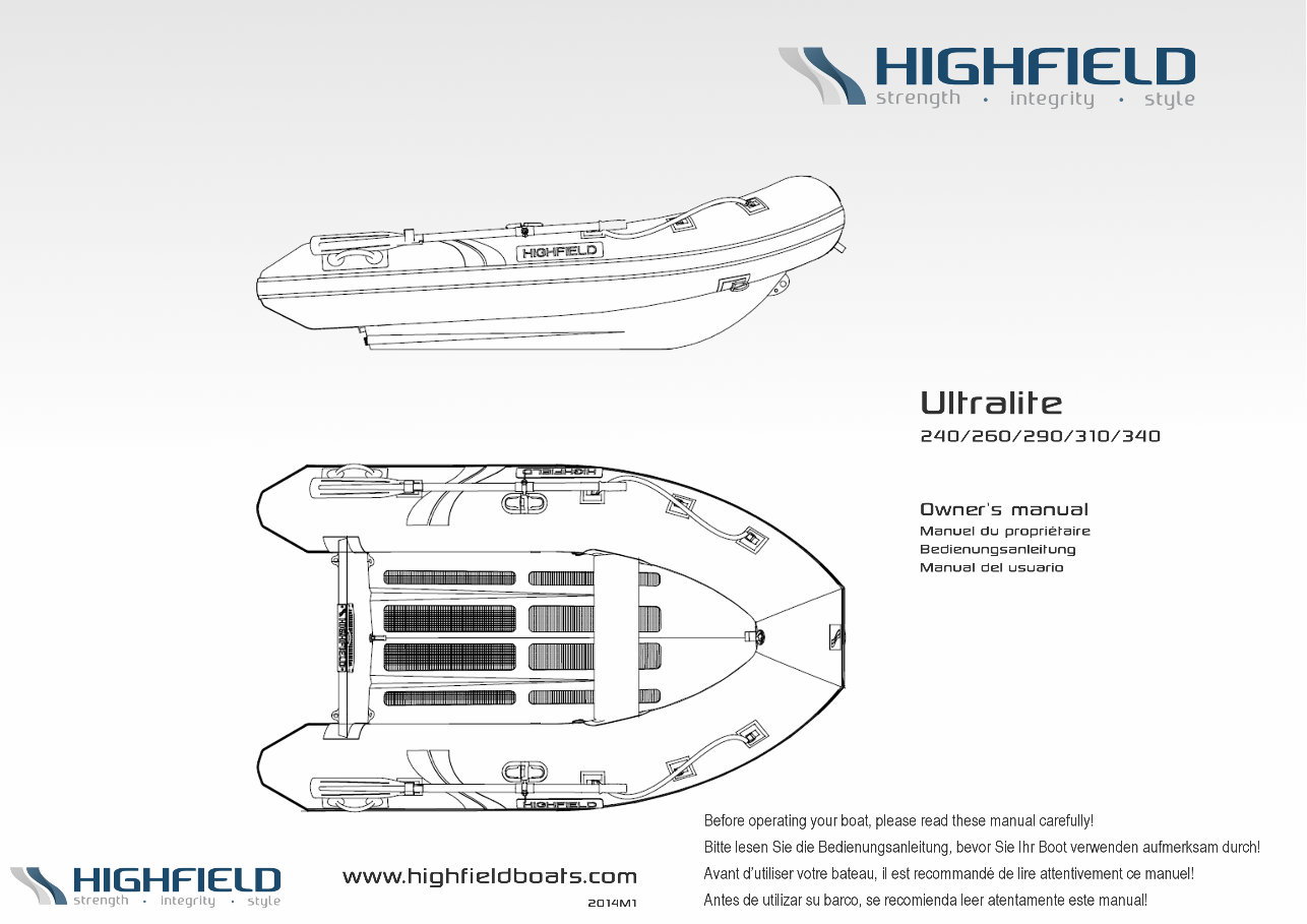 Highfield Ultralite 240/260/290/310/340 Owners Manual preview img 1