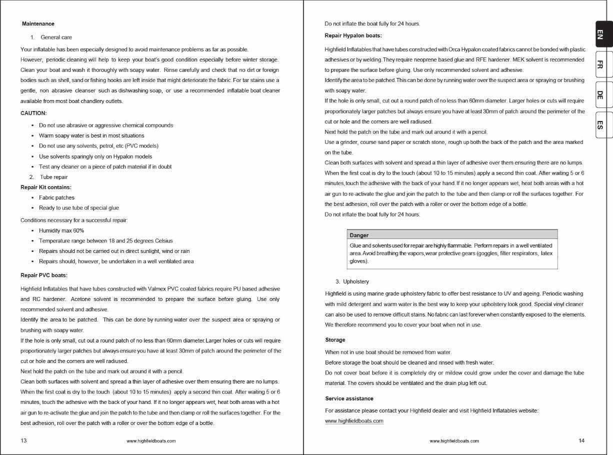 Highfield Ultralite 240/260/290/310/340 Owners Manual preview img 8
