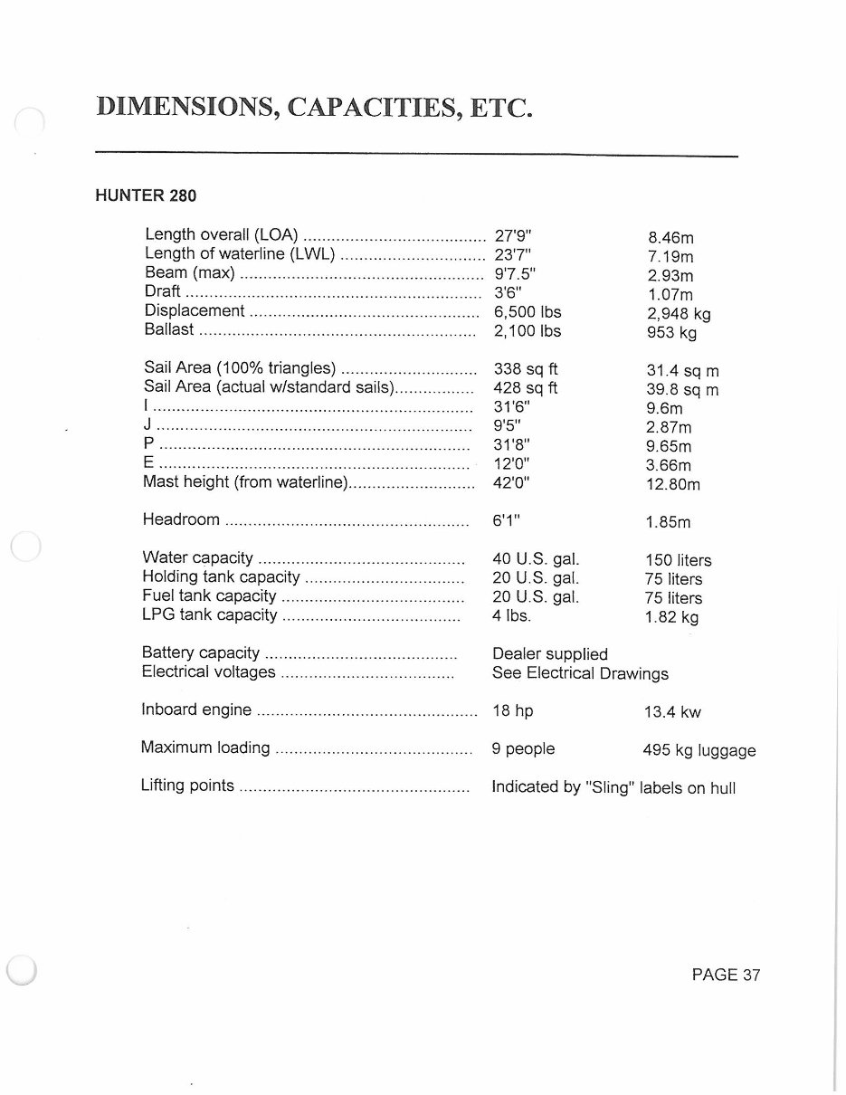 Hunter H280 Owners Manual preview img 3
