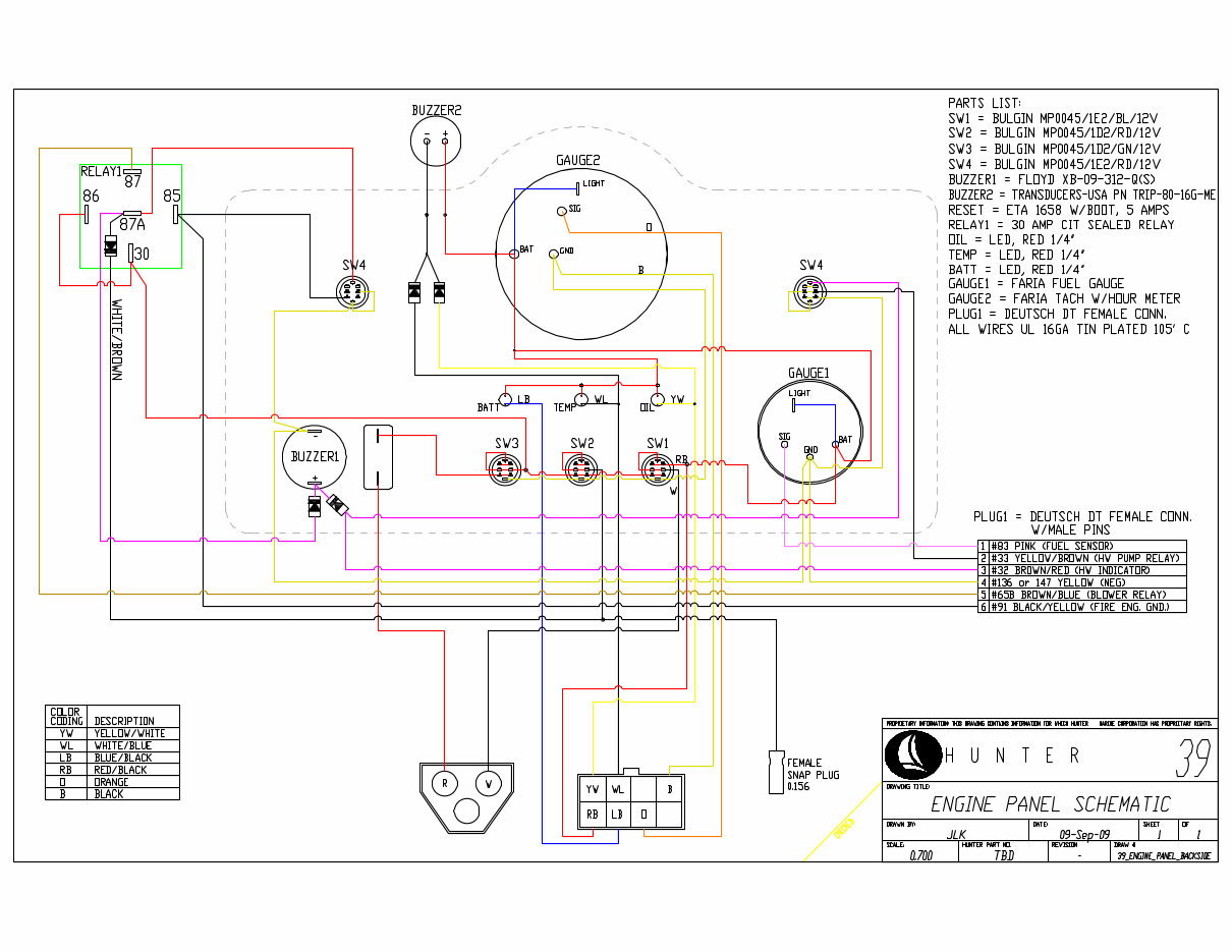 Hunter 39gine Panel Schematics Manual preview img 1