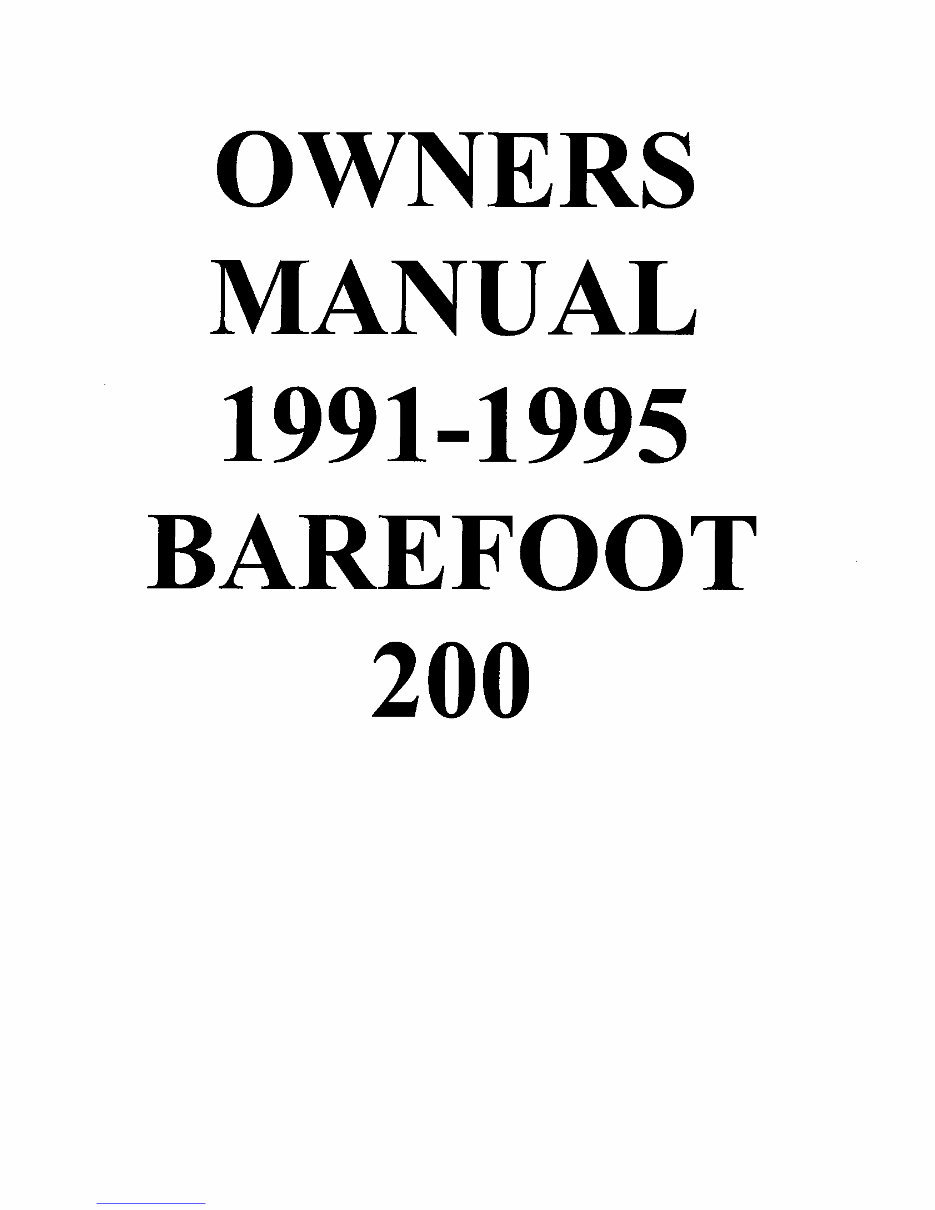 1991-1995 MasterCraft Barefoot 200 Owners Manual preview img 1
