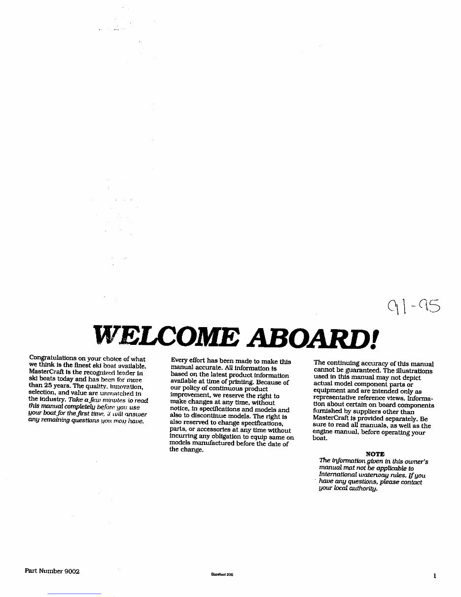 1991-1995 MasterCraft Barefoot 200 Owners Manual preview img 5