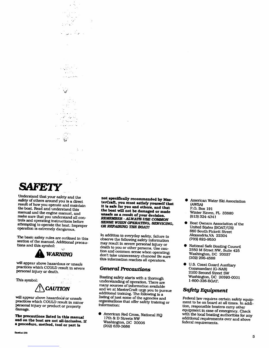 1991-1995 MasterCraft Barefoot 200 Owners Manual preview img 9