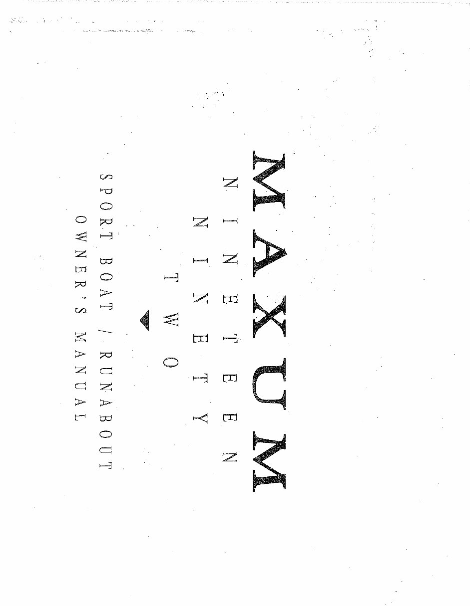 1992 Maxum Runabout Owners Manual