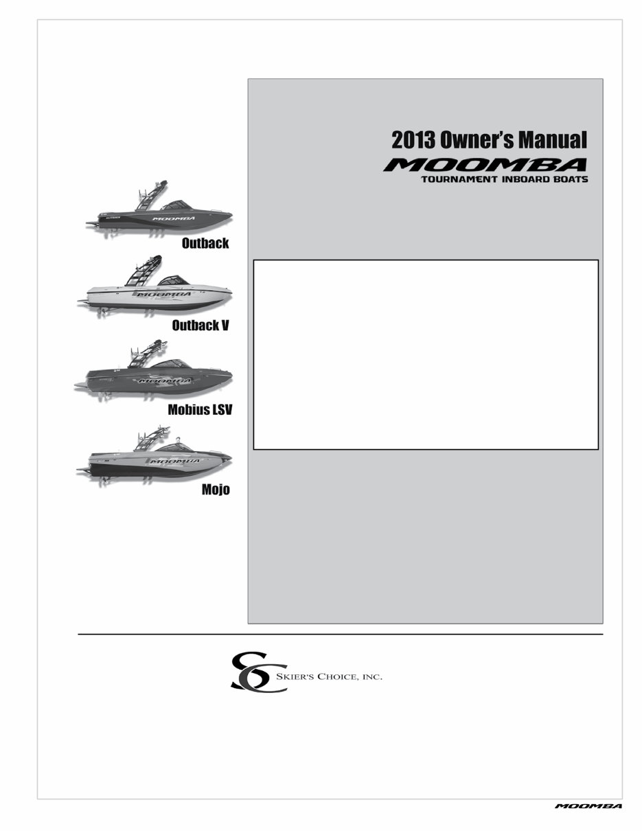 2013 Moomba Boats Outback , Outback 5, Mobius LSV, Mojo Owners Manual preview img 1