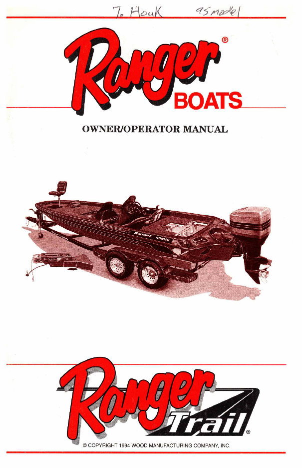Ranger Fiberglass Owners Manual 1995 preview img 1
