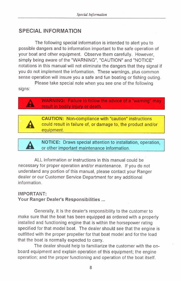 Ranger Fiberglass Owners Manual 1995 preview img 10