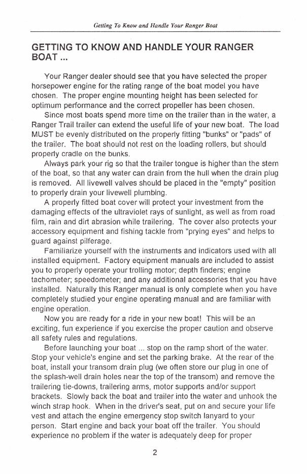 Ranger Fiberglass Owners Manual 1995 preview img 4