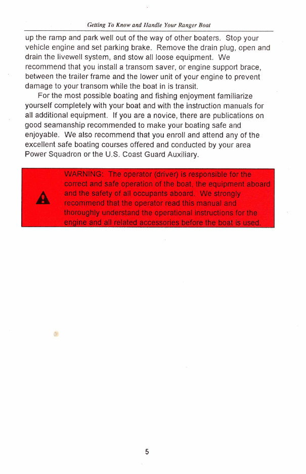 Ranger Fiberglass Owners Manual 1995 preview img 7