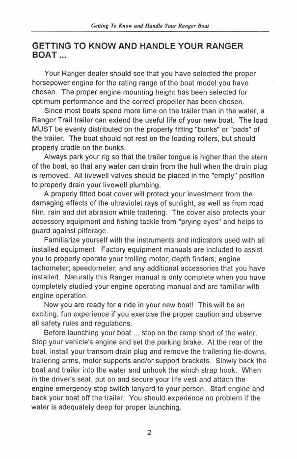 Ranger Fiberglass Owners Manual 2000 preview img 4