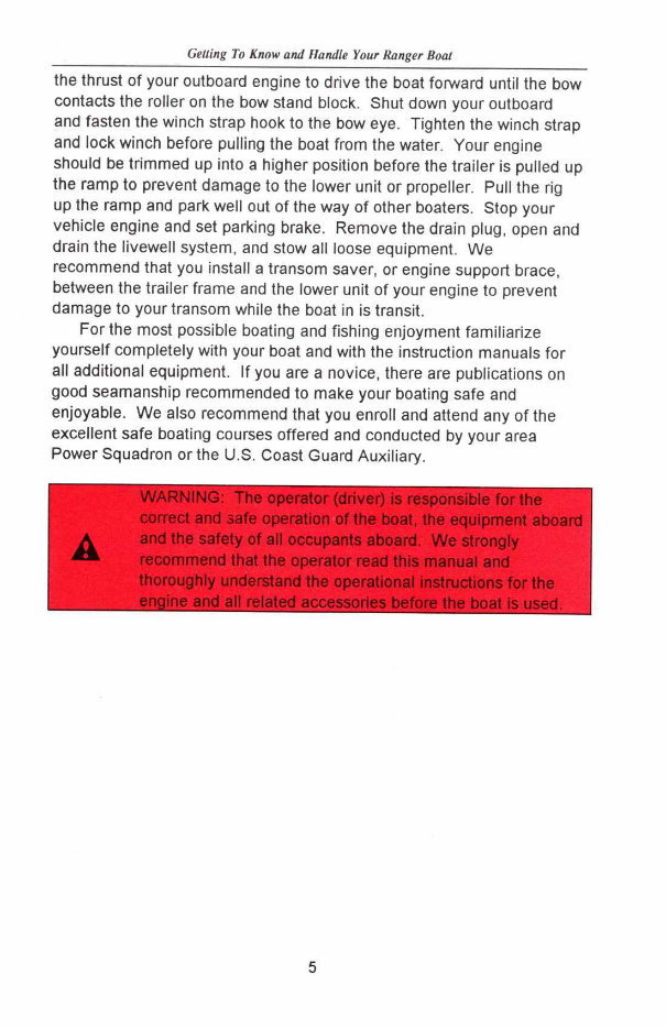 Ranger Fiberglass Owners Manual 2000 preview img 7